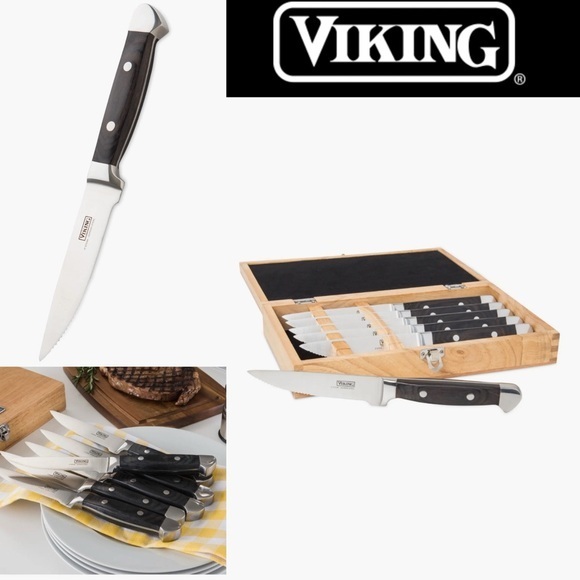 Viking Steakhouse 6-Piece Pakka Wood Steak Knife SetNWT 250$